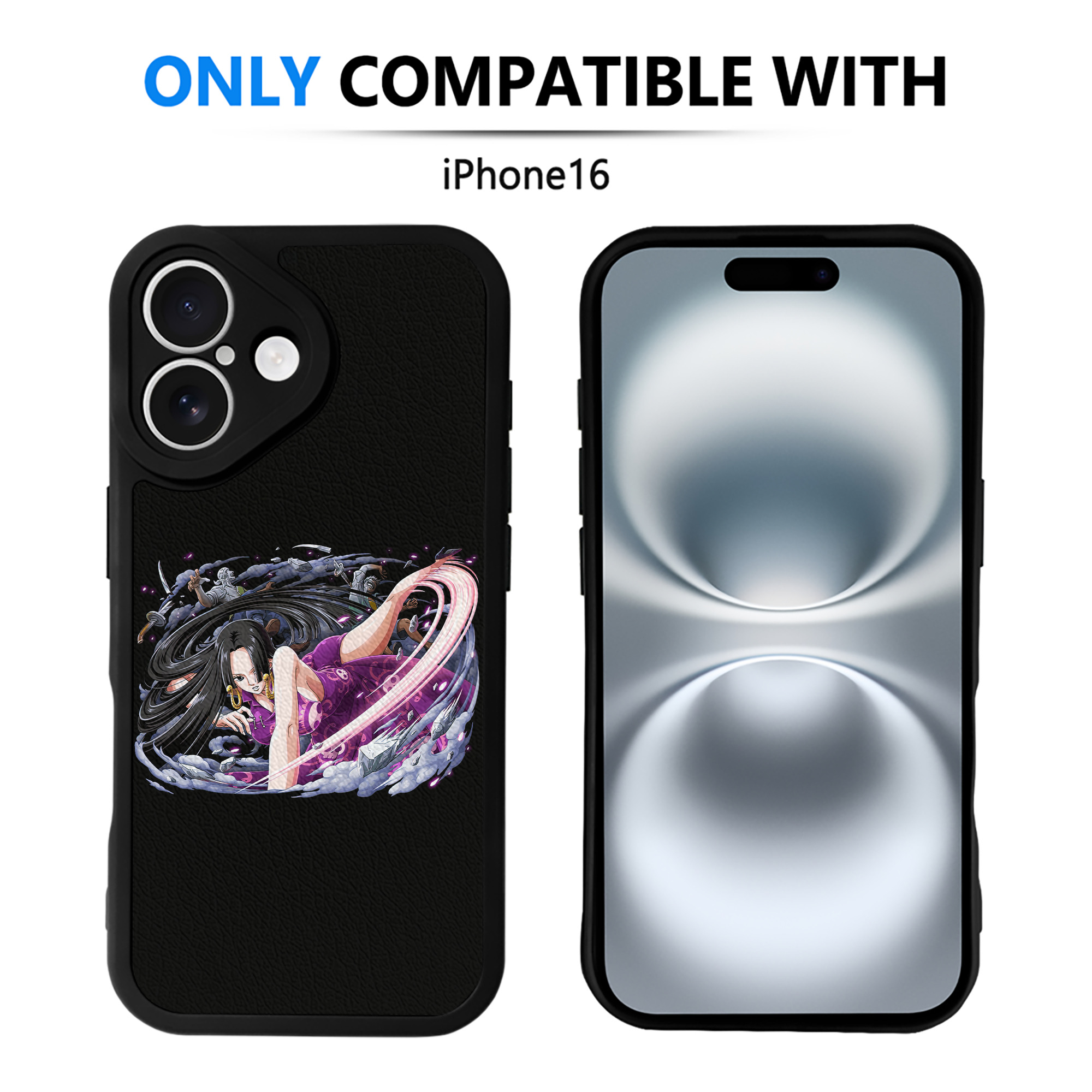 （画像用） ワンピース ボア・ハンコック ONE PIECE Boa·Hancock 【iPhone 16シリーズ対応】シリコンスマホケース（レザー調） 材質：シリコン